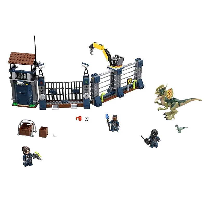 Compatible with Legoings 75931 342Pcs Jurassic World Park Dilophosaurus Outpost Attack Model Building Blocks Toys Bricks