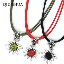 Винтажное серебряное ожерелье Эдельвейс кулон для женщин многоцветный корейский канат Октоберфест массивное ожерелье ювелирные изделия