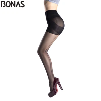 

BONAS 6pcs/lot Summer Solid Color Sexy Tights 15D Slim Nylon Pantyhose Fashion Tights Women Lady Spandex Elasticity Waist Cheap