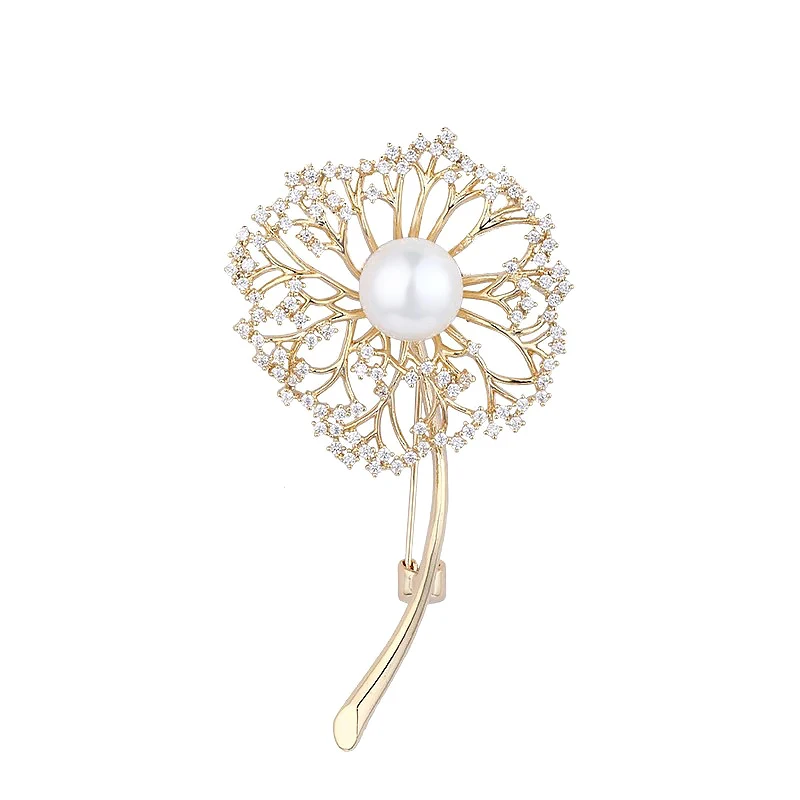 

Richight-850085 Zircon Pearl Brooch Pin Dandelion Brooches Fashion Accessory Rhinestone Brooch Jewelry Luxury Pins and Brooches