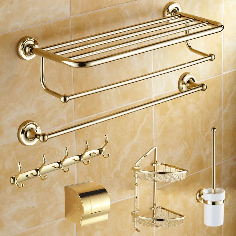 European Gold Plated Bath Hardware Sets Antique Copper Bathroom