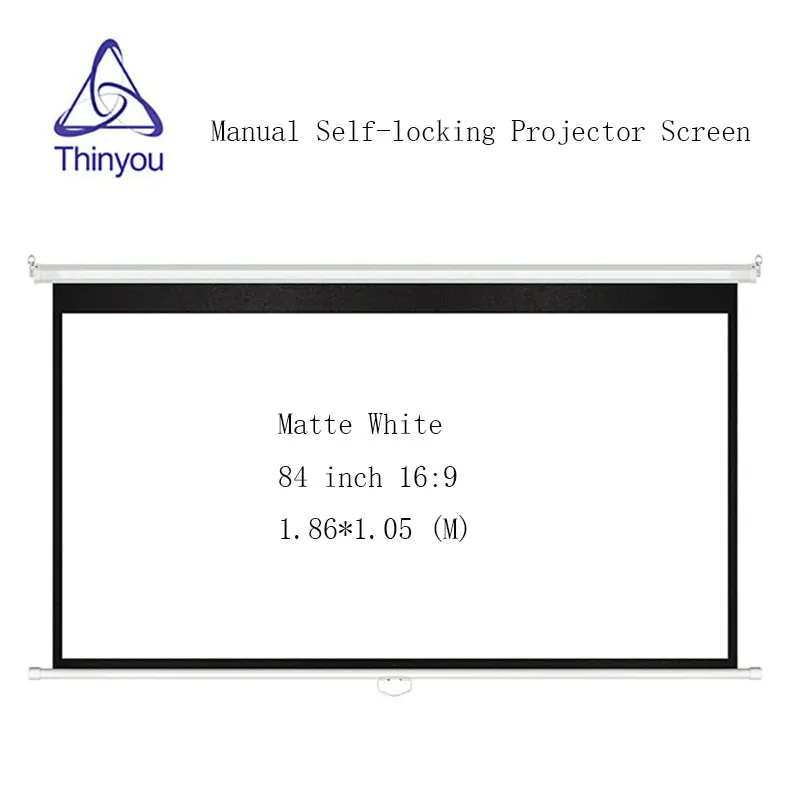 

Thinyou Wall Mount 84 inch 16:9 Matte White Manual self-locking Projector Screen Pull Down pantalla proyeccion For Cinema Office