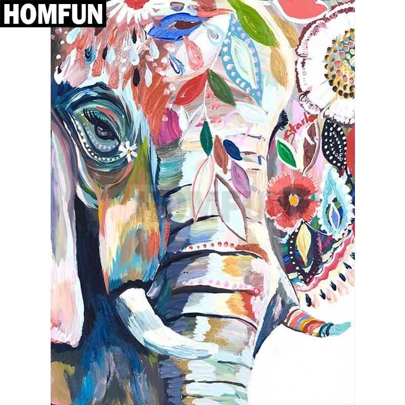 Алмазная живопись HOMFUN A00310 картина слон с квадратными/круглыми стразами 3D вышивка