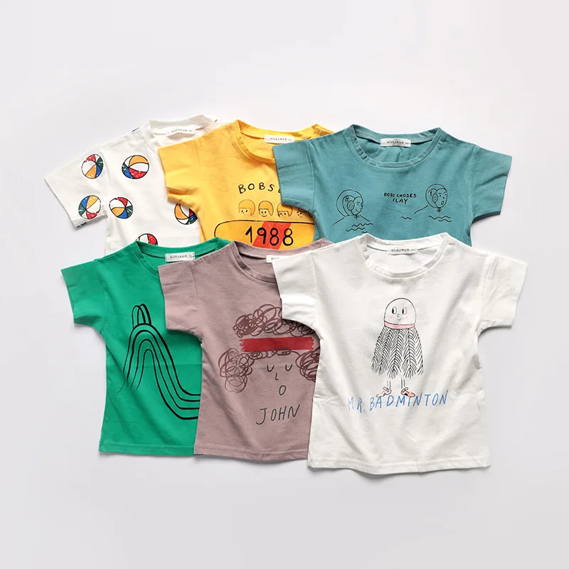 Детские футболки Одежда для мальчиков летняя хлопковая свободная футболка с героями мультфильмов для девочек Повседневная футболка детская одежда От 1 до 8 лет