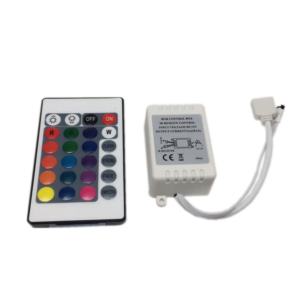 24 Keys Dual Connectors IR Remote RGB Controller Output DC12V 2 Ports Dimmer For 3528 5050 SMD RGB LED Strip light Control 5050 5025 cct led strip 60 or 120 leds m dual white warm white