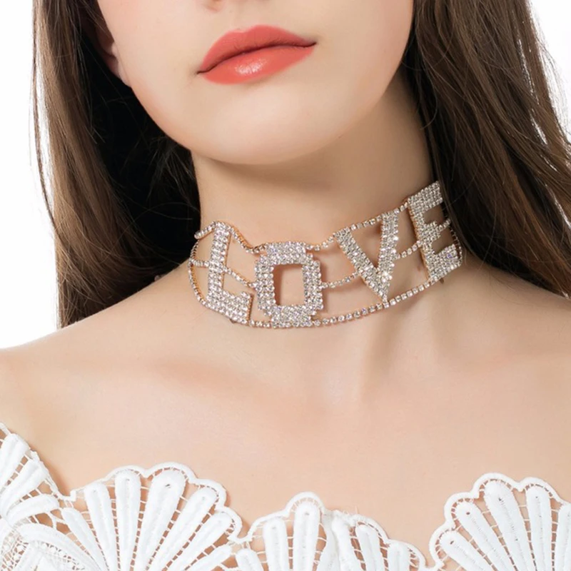 Buy Dvacaman Brand 2017 Trendy Love Chokers Crystal