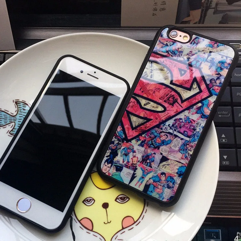 Star-Captain-America-Superman-Soft-Silicone-Frame-half-Mirror-Back-Cover-Phone-Case-For-Iphone-7