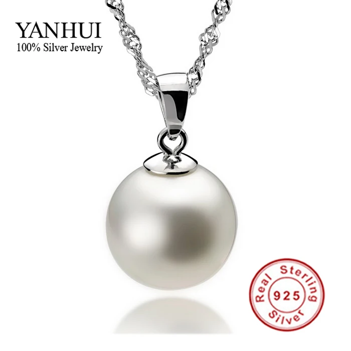

YANHUI Fashion 925 Sterling Silver Pearl Pendant Necklace For Women Silver Chains Statement Necklaces Jewelry Wholesale BKN012