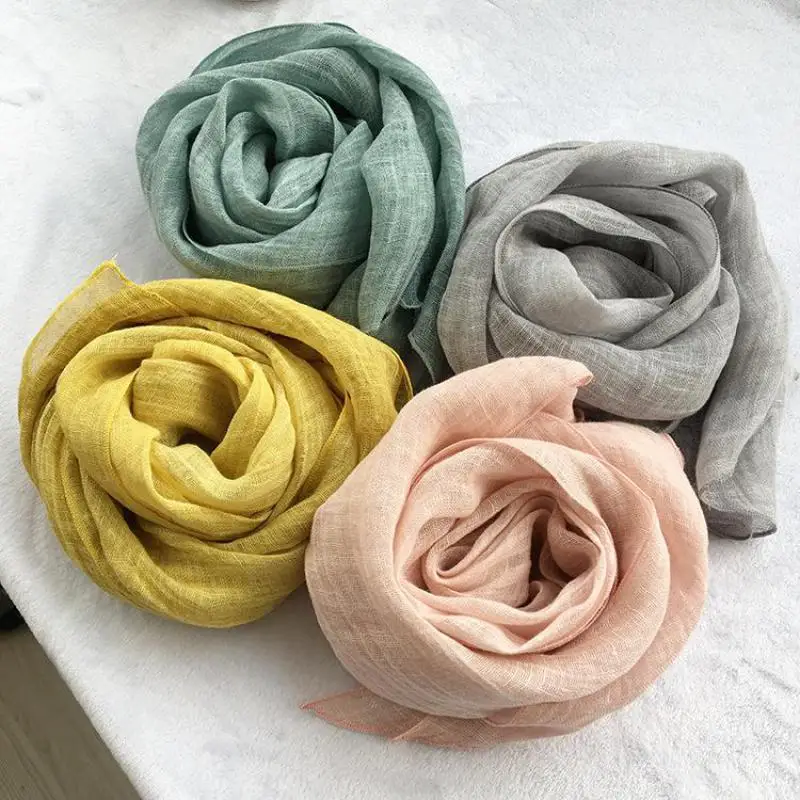 

Unisex Style spring summer autumn winter Scarf Cotton And Linen Solid Color long women's scarves shawl fashion men scarf