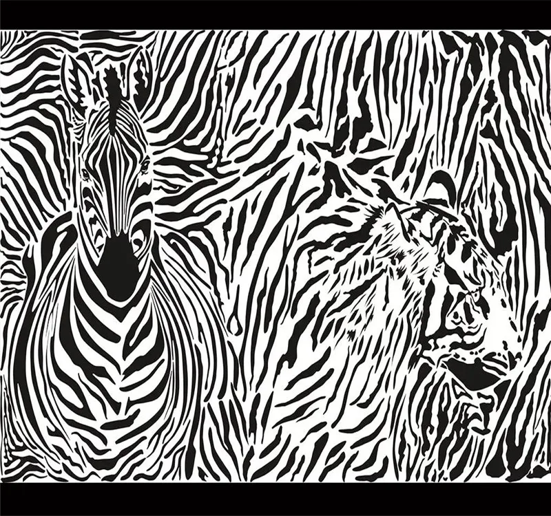Custom 3d wallpaper zebra vintage pattern animal abstract decorative painting background wall high-grade waterproof material Custom 3d wallpaper zebra vintage pattern animal abstract decorative painting background wall high-grade waterproof material
