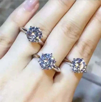 

100% 925 Sterling Silver 8 Hearts and Arrows 6 Claw 1ct 2ct 3ct CZ Diamant Wedding Ring For Women Size 5 6 7 8 Hot Top Quality