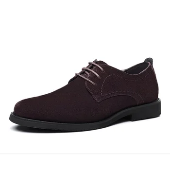 

Fuguiniao Men Spring And Autumn Business Casual Suede Leather Shoes Lacing The Trend Of The British Style Low Top Men Flats