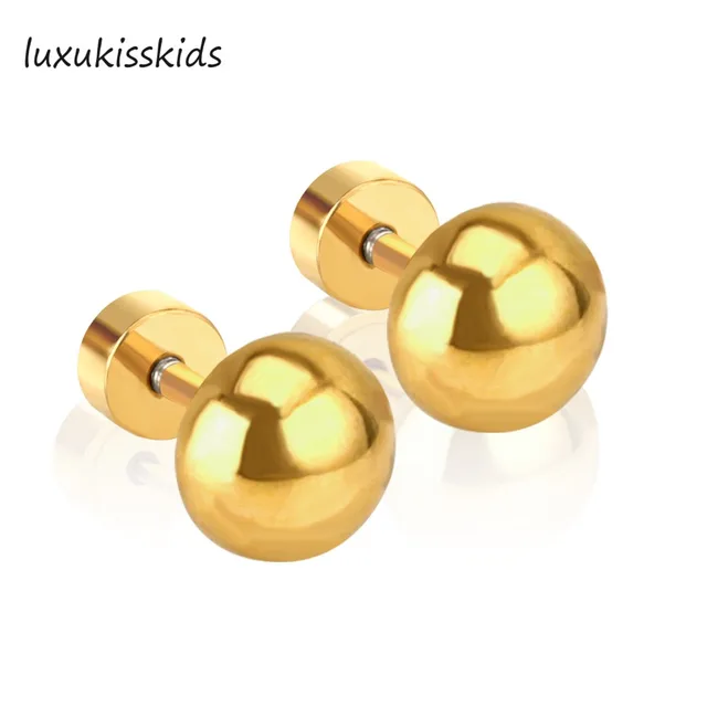 Luxukisskids New Arrival Stainless Steel Gold Ball Earrings Luxukisskids New Arrival Stainless Steel Gold Ball Earrings Back Stud Fashion Earring Jewelry