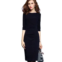 Plus Size Womens Office Dresses Elegant Ladies Work Wear Dress Charming Bodycon Midi Spring Business Casual Dresses with Strech