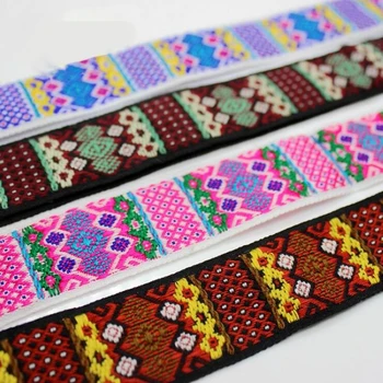 

Bohemian Lace Trim Ethnic Embroidery Lace Ribbon Colorful Round Ball Tassel Pompom Beads Pendant Collars Accessories 10 yards