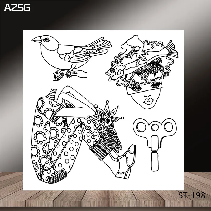 

Headless woman/bird Transparent Silicone Stamp for DIY Scrapbooking/Photo Album Decorative Card Making Clear Stamps Supplies