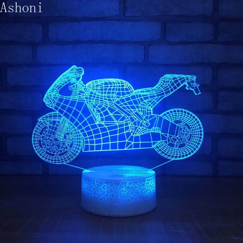 

3D Acrylic LED Night Light Motorcycle Shape Touch 7 Color Changing Desk Table Lamp Party Decorative Light Christmas Gift