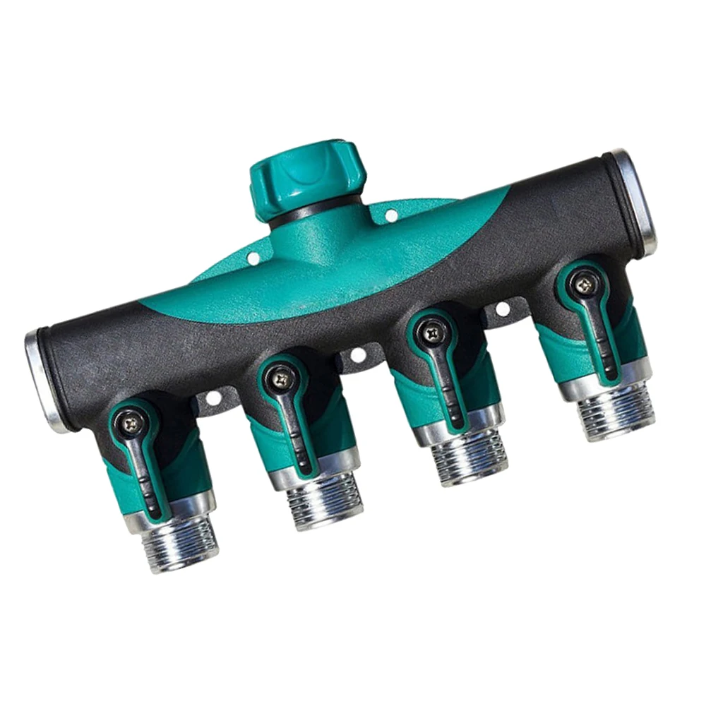 4 Way Tap Adapter Valve Shut Off Manifold Garden Hose Pipe Connector Split