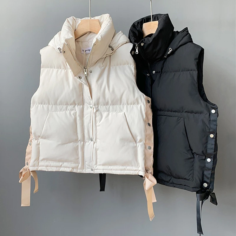 Good Quality Winter Women Down Hooded Vests Coats Warm