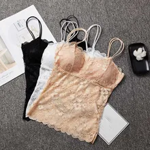 La MaxPa Для Женщин Кружевной Облегающий топ на бретельках Цветок Лифчики Сексуальная обрезанный Женский Топ Танки Топ Бюстье мягкой съемной мягкой v-образные вырезы k902