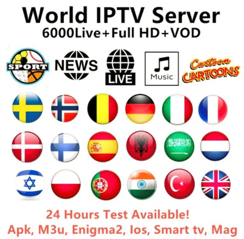 

World europe IPTV Arabic French English Italy UK German Dutch Arabic Greece Spain Poland XXX VOD For Android TV Box