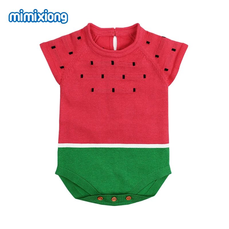 

Body For Newborns Babies Girls Knitted Rompers Summer Short Sleeves Toddler Boys Watermelon Jumpsuits Infant Kids Funny Costumes