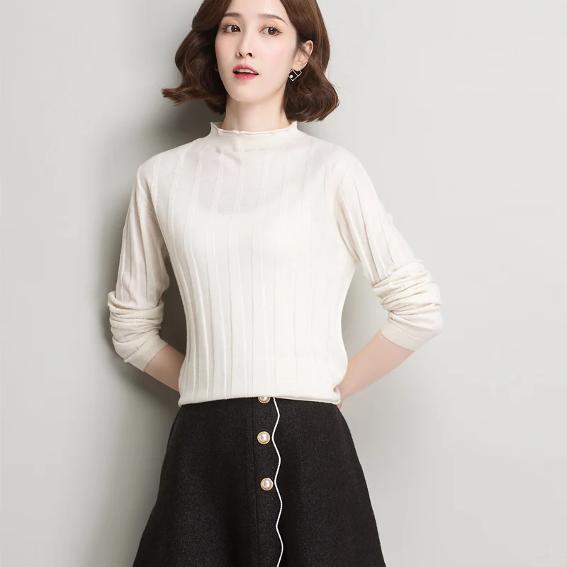 #Special Offers 2XL 100%Wool Brand Sweater Fall Winter Women Sweater New Solid Color Short Knit Sweater Casual Bottoming Pullover Sweater Female