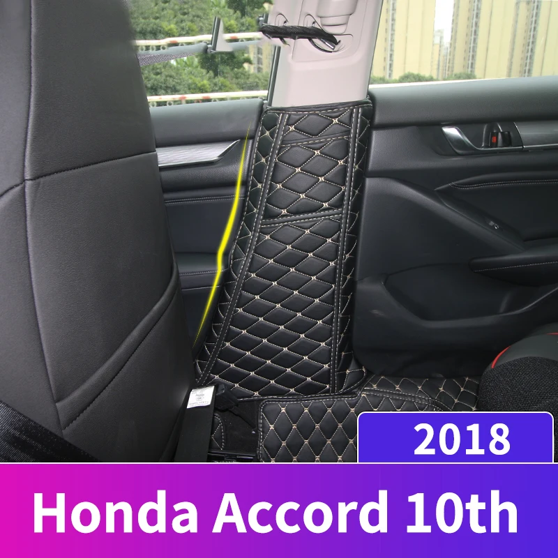 

PU Leather Car Seat Belt Protective Pad Crash Mat Pillar Anti-Kick Mat Covers For Honda Accord 10th 2018 Interior Accessories