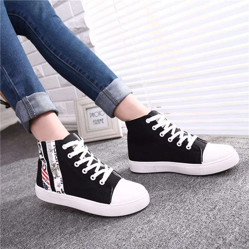 Flat High Top Canvas Women Shoes 17 Colors Spring Autumn Women's Flats Espadrilles Lace Up Casual Shoes Foot 22-24.5CM YD87 (23)