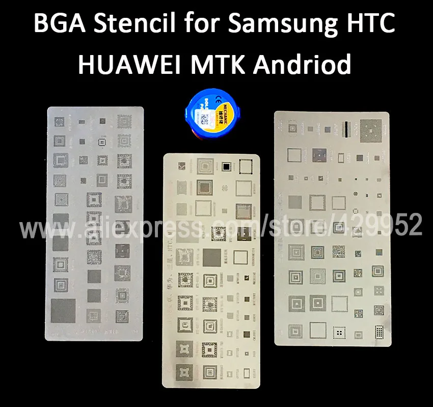 

3pcs High quality universal BGA Stencils for MTK Samsung HTC Huawei Android Directly Heated BGA Reballing Soldering Stencils Kit