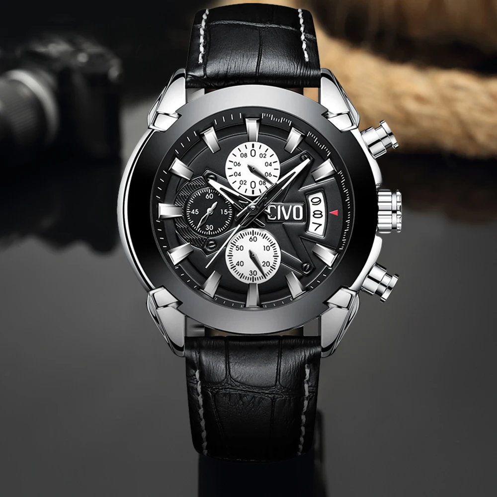 CIVO мужские часы Reloj Hombre водонепроницаемые аналоговые кварцевые наручные с