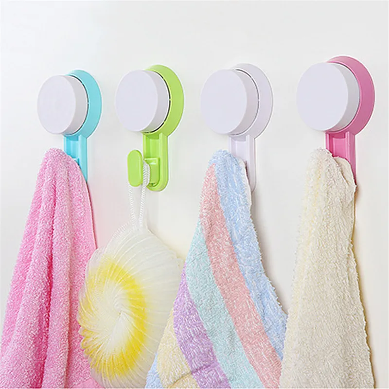 Colorful vacuum suction cup hooks Wall plastic seamless hooks Creative vacuum multi function