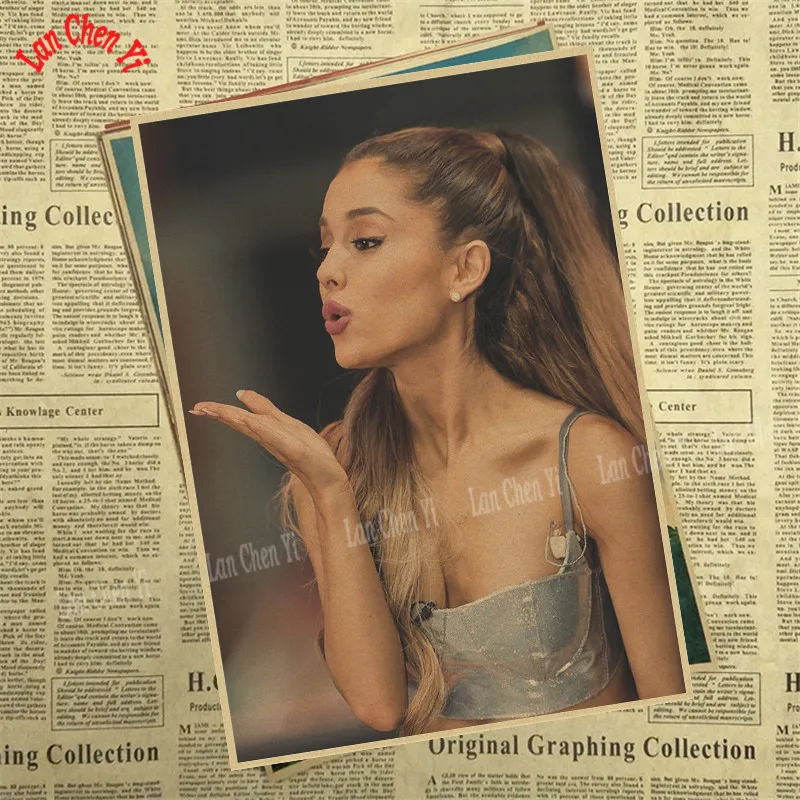 Ariana grande Pop Music Girl Star Kraft Paper Poster Wall Pictures For Living Room Home Decoration Decor - Цвет: Зеленый