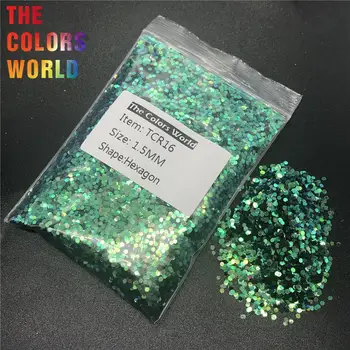 

TCR16 Iridescent Rainbow Dark Green Color Hexagon Shape Glitter Nail Art Decoration Face Glitter Eye Shadow Henna Handwork DIY