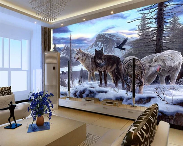 Beibehang 3d custom wallpaper wolf group animal mural ...