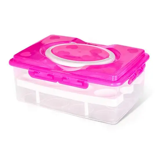 24 Grids Convenient Egg Food Storage Box Kitchen Refrigerator Anti-Collision Tray Container Accessories Supplies Cases - Цвет: rose red