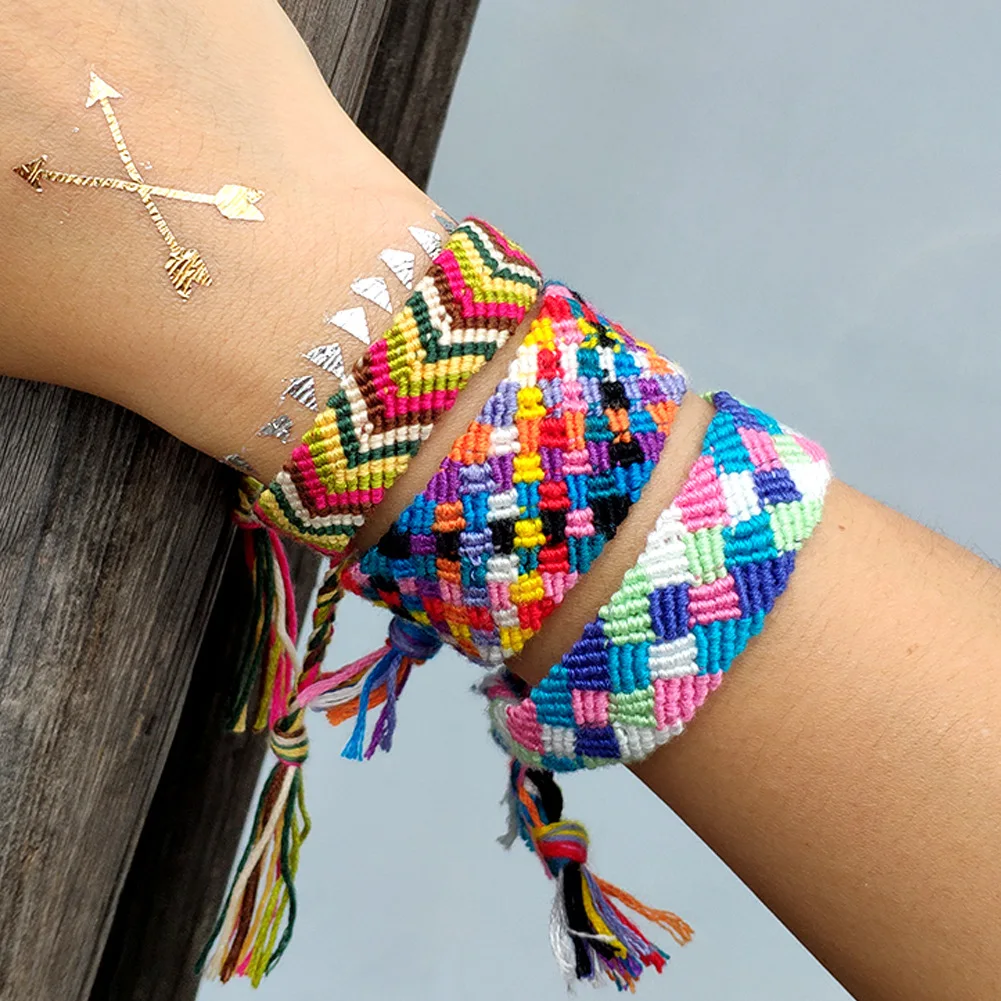 

Bohemian Colorful Charm Ethnic Braided Bracelets For Women Creative Width Rope Taseel Bracelet Party Fashion Jewelry A537