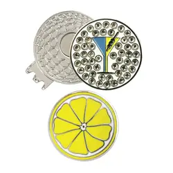 PINMEI Кристалл Мартини стекло и лимонная отметка для мяча для гольфа с магнитными шляпными зажимами или колпачками