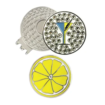

PINMEI Crystal Martini Glass and Lemon Golf Ball Mark with Magnetic Hat Clips or Cap Clips
