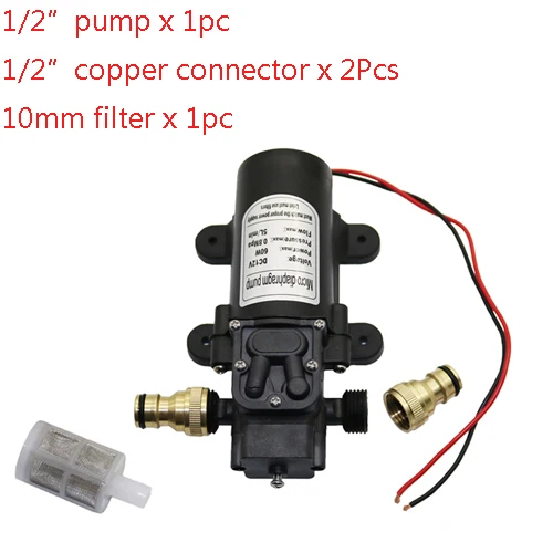 DC 12 В 60 Вт микро мембранный Водяной насос для орошения сада высокое давление 18 мм 1/" наружный резьбовой интерфейс самовсасывающий насос - Цвет: 1I2 Pump 3 Connector