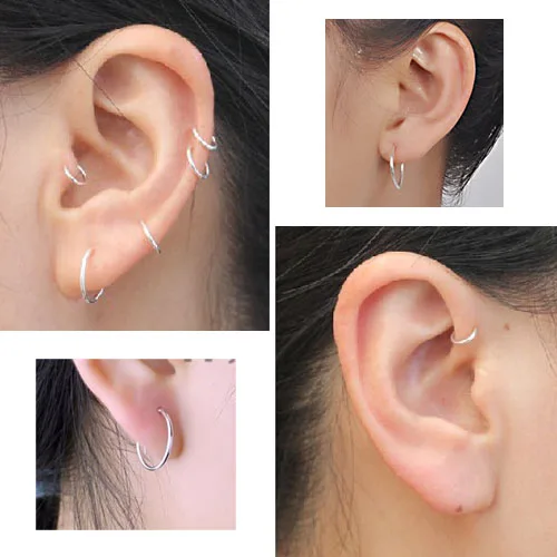Aoloshow 925 Sterling Silver Small Endless Hoop Earrings For Aoloshow 925 Sterling Silver Small Endless Hoop Earrings For Cartilage Helix Nose Septum And Lips Diameter 8 9 5 13 14mm P698 In From Jewelry