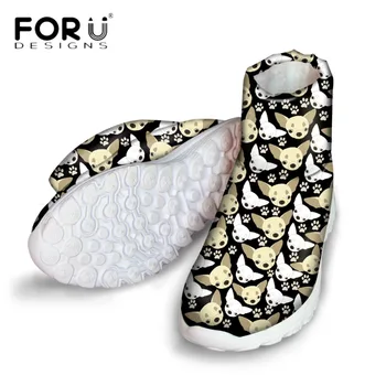 

FORUDESIGNS Kawaii Animal Chihuahua Printed Brand Women Boots Casual Winter Warm Ankle Boots for Ladies Waterproof Rain Boots