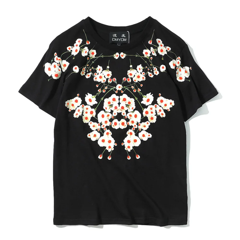 

DUYOU Men Women Summer Printed Short Sleeve T-Shirts Mens Fashion Causal Cotton O-Neck Streetwear Tshirts Hip Hop Tops Tees