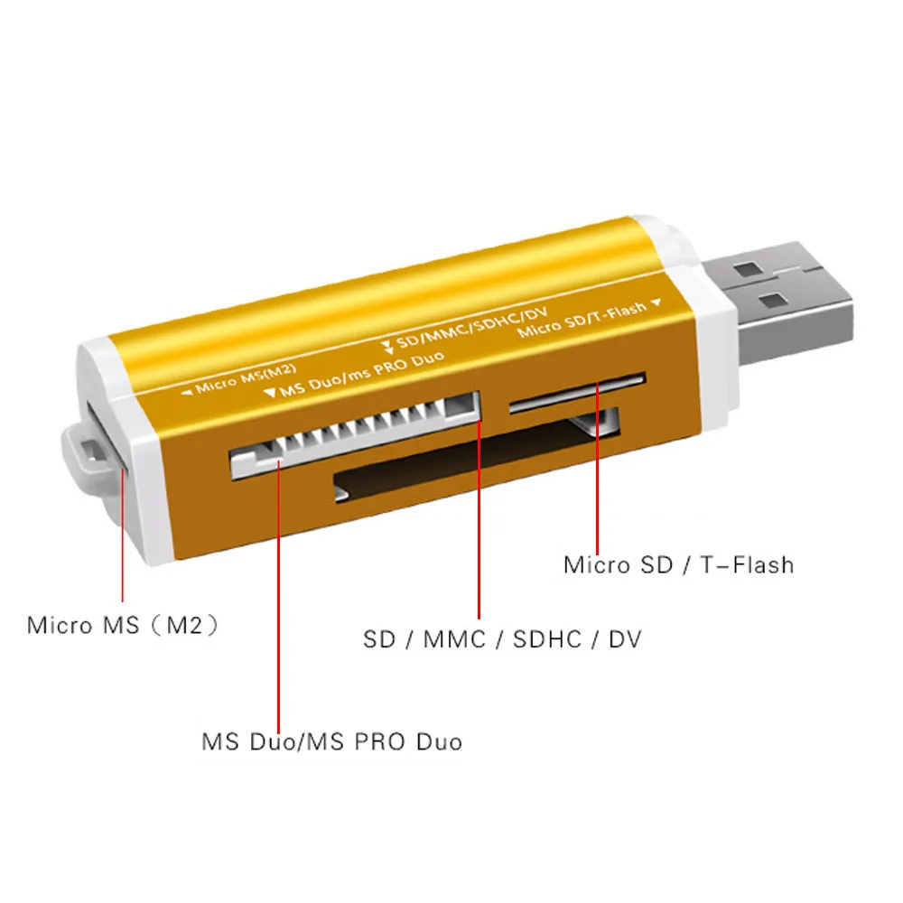 4 в 1 Micro USB 2,0 считыватель карт памяти usb адаптер для Micro SD карты TF M2 MMC MS PRO DUO кардридер