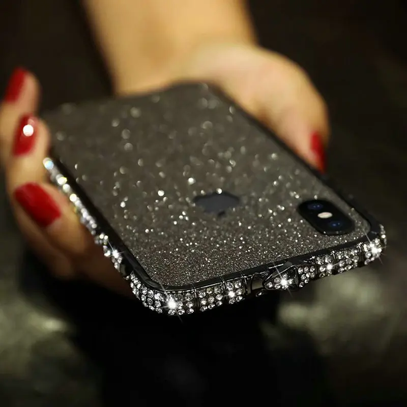 30 шт./лот для iPhone XR Xs Max блестящая оправа со стразами в виде змеи чехол бампер 8 7 6S
