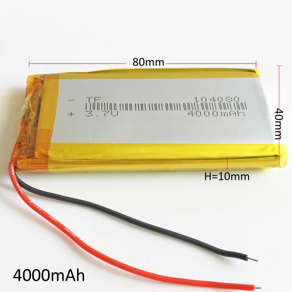 3,7 V 4000mAh 104080 литий-полимерный аккумулятор, подходит для gps psp PAD DVD электронных книг power bank Tablet PC