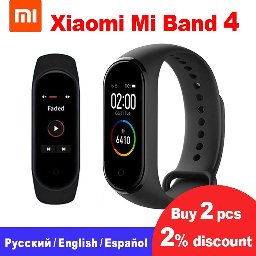 

Xiaomi Mi Band 4 Original Newest Xiaomi Miband 4 Bracelet 3 colour Heart Rate Fitness 135mAh Color Screen Bluetooth 5.0