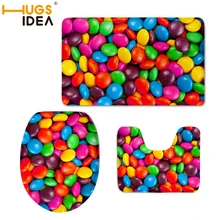 HUGSIDEA Ванная комната туалет коврик 3 шт./компл. пот конфеты Нескользящая крышка коврик 3D сиденье для унитаза крышка Аксессуары для ванной комнаты набор кухонной утвари