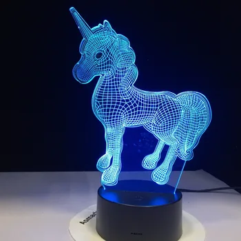 

11.11 Deal Unicorn 3D LED Lamp Animal Kawaii Night Light Multi colors RGBW Bulb Christmas Decorative Gift Cartoon Luminaria Toys