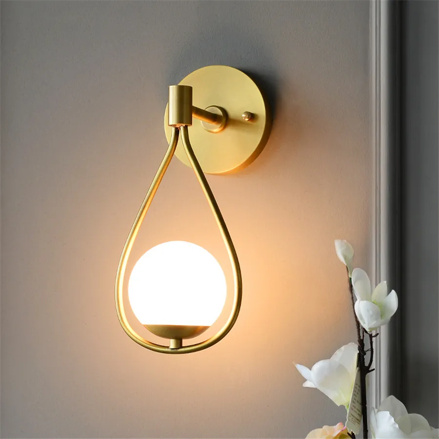 BEIAIDI современное Скандинавское стекло шар настенный светильник E27 Золотая Спальня прикроватный свет прохода ванная комната, коридор